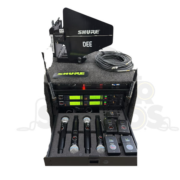 Draadloze mic set  4x set shure 4d receiver  + 4x