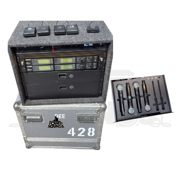 Draadloze mic set  4x set shure 4d receiver  + 4x beta 58 mics
